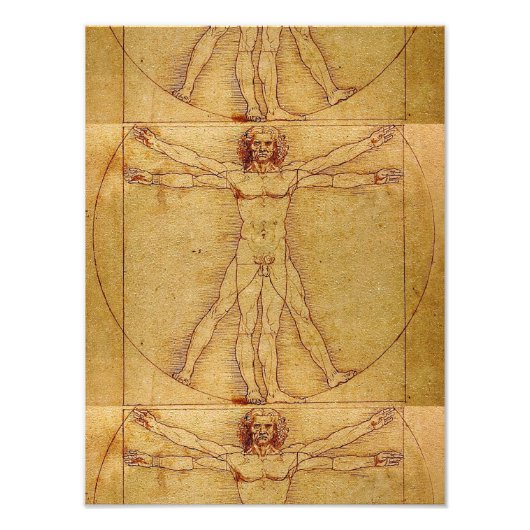 Vitruviaans Man door Leonardo da Vinci Foto Afdruk (Voorkant)