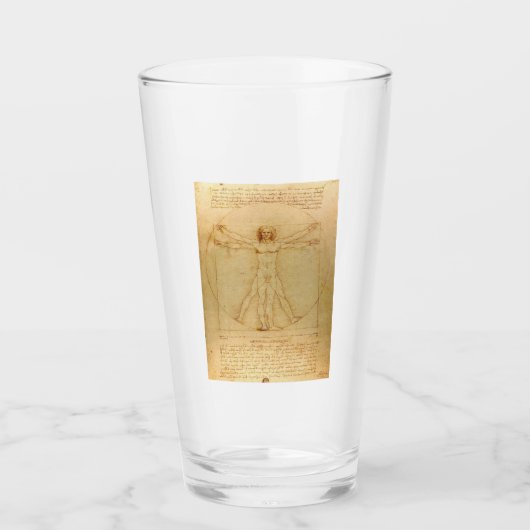 Vitruviaans Man door Leonardo Da Vinci Glas (Voorkant)