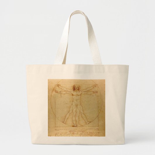 Vitruviaans Man door Leonardo Da Vinci Grote Tote Bag (Voorkant)