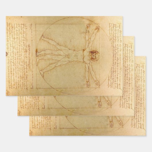 Vitruviaans Man door Leonardo Da Vinci Inpakpapier Vel (Set)