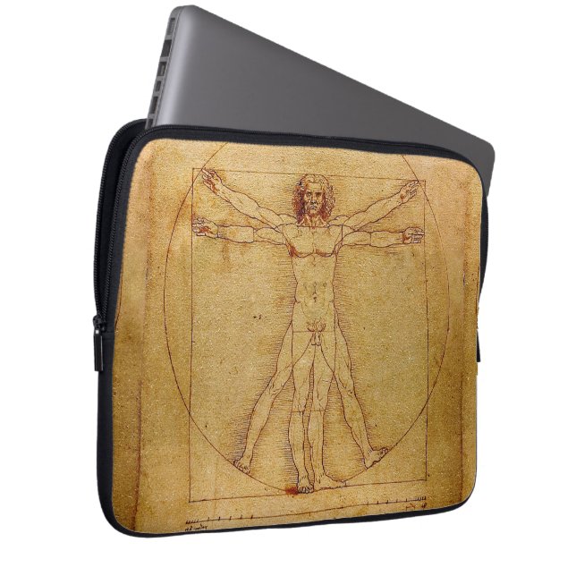 Vitruviaans Man door Leonardo da Vinci Laptop Sleeve (Voorkant Rechts)