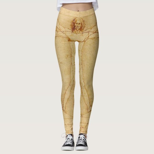 Vitruviaans Man door Leonardo Da Vinci Leggings (Voorkant)