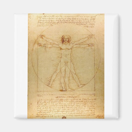 Vitruviaans Man door Leonardo da Vinci Magneet (Voorkant)