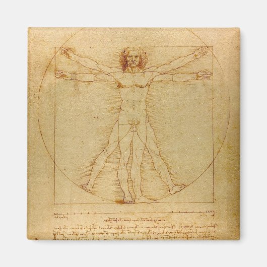 Vitruviaans Man door Leonardo Da Vinci Magneet (Voorkant)
