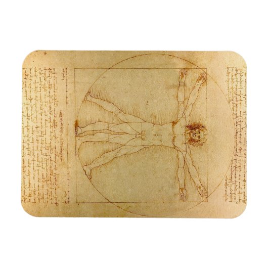 Vitruviaans Man door Leonardo Da Vinci Magneet (Horizontaal)
