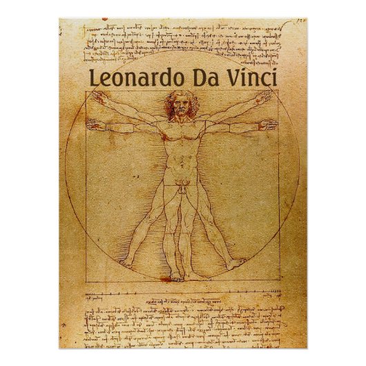 Vitruviaans Man door Leonardo da Vinci Perfect Poster (Voorkant)