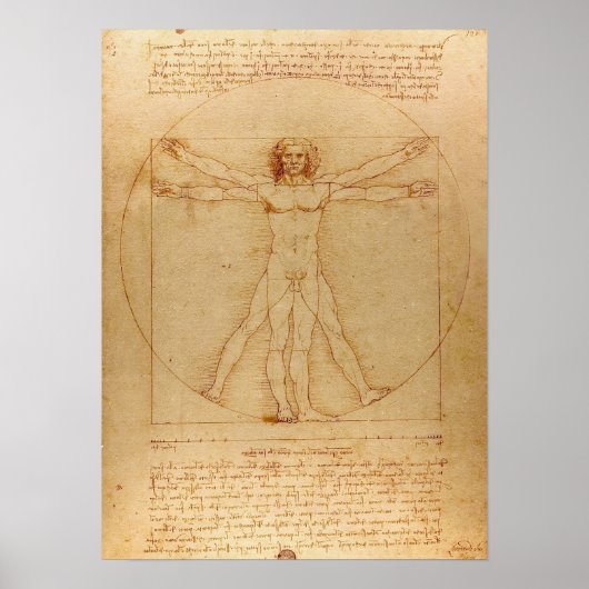 Vitruviaans Man door Leonardo da Vinci Poster (Voorkant)