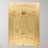Vitruviaans Man door Leonardo da Vinci Poster (Voorkant)