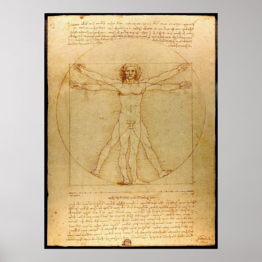 Vitruviaans Man door Leonardo da Vinci Poster (Voorkant)