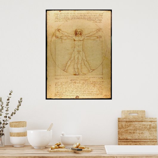 Vitruviaans Man door Leonardo da Vinci Poster (Keuken)