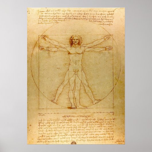 Vitruviaans Man door Leonardo da Vinci Poster (Voorkant)
