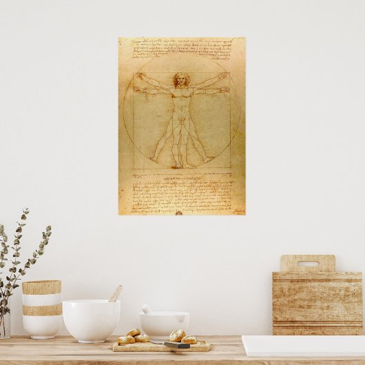 Vitruviaans Man door Leonardo da Vinci Poster (Keuken)