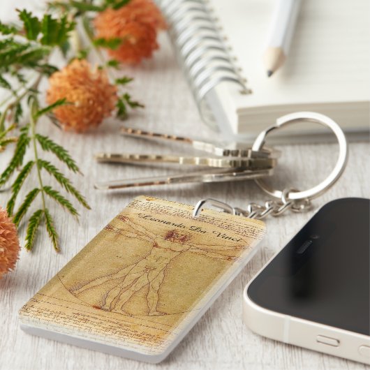 Vitruviaans Man door Leonardo da Vinci Sleutelhanger (Voorkant Rechts)