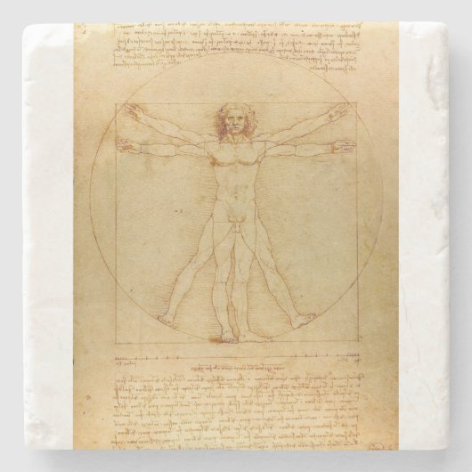 Vitruviaans Man door Leonardo da Vinci Stenen Onderzetter (Voorkant)