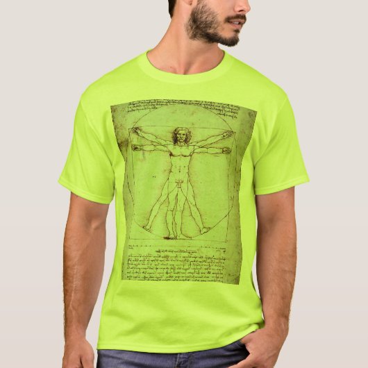 Vitruviaans Man door Leonardo da Vinci T-shirt (Voorkant)