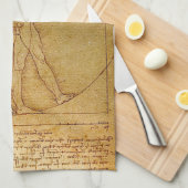 Vitruviaans Man door Leonardo da Vinci Theedoek (Quarter Fold)