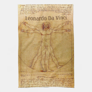 Vitruviaans Man door Leonardo da Vinci Theedoek