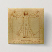 Vitruviaans Man door Leonardo Da Vinci Vierkante Button 5,1 Cm (Voorkant)