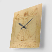 Vitruviaans Man door Leonardo Da Vinci Vierkante Klok (Hoek)