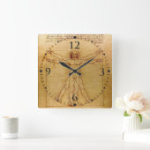 Vitruviaans Man door Leonardo da Vinci Vierkante Klok (Huis)