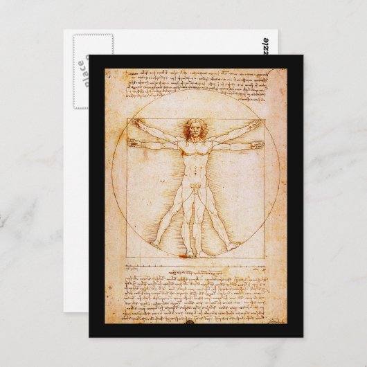 Vitruviaans Man - Leonardo Da Vinci Briefkaart (Voorkant / Achterkant)