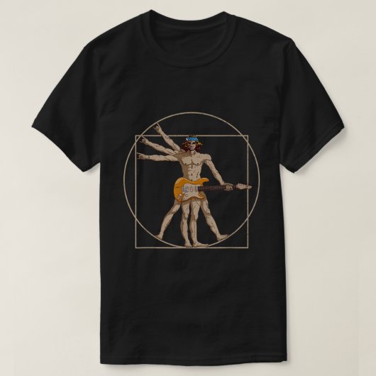 Vitruviaans Man met gitaar Da Vinci Guitarist Mu T-shirt (Design voorkant)