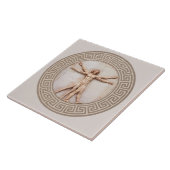 Vitruviaans Man van Da Vinci Neutral Architectural Tegeltje (Zijkant)