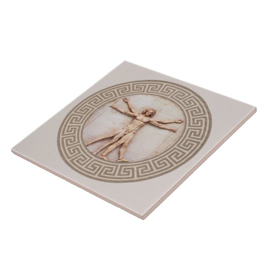 Vitruviaans Man van Da Vinci Neutral Architectural Tegeltje (Zijkant)