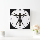 Vitruviaans Man Vierkante Klok (Huis)