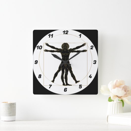 Vitruviaans Man Vierkante Klok (Huis)