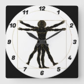 Vitruviaans Man Vierkante Klok (Voorkant)