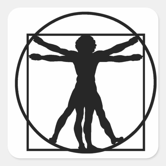 Vitruviaanse Man Vierkante Sticker (Voorkant)