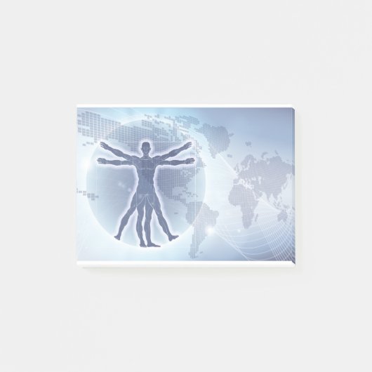 Vitruviaanse Man Wereldkaart Achtergrond Post-it® Notes (Voorkant)