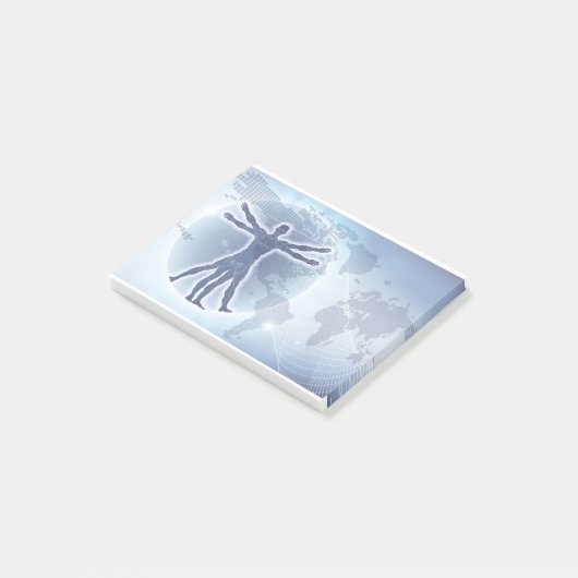 Vitruviaanse Man Wereldkaart Achtergrond Post-it® Notes (Schuin)