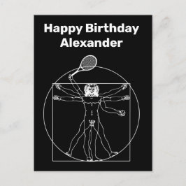 Vitruviaanse tennisspeler, aangepaste achtergrondk briefkaart