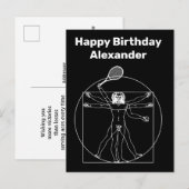 Vitruviaanse tennisspeler, aangepaste achtergrondk briefkaart (Voorkant / Achterkant)