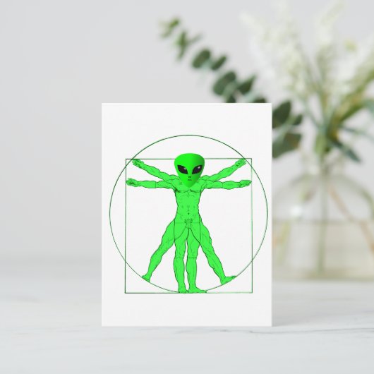 Vitruvian Alien Briefkaart (Staand voorkant)