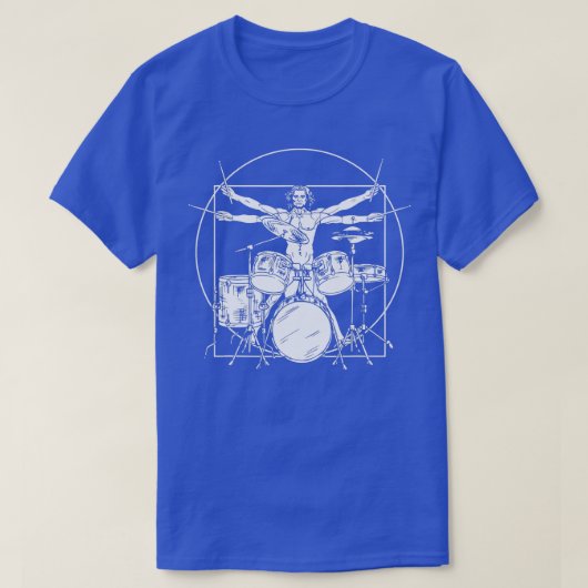 Vitruvian Drummer Da Vinci Drums Rock T-shirt (Design voorkant)