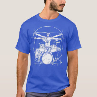 Vitruvian Drummer Da Vinci Drums Rock T-shirt