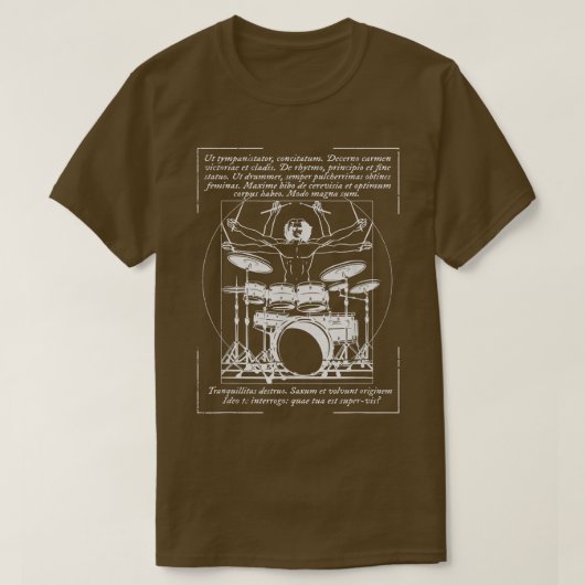 Vitruvian Drummer Rock Music I Rock and Roll Drums T-shirt (Design voorkant)