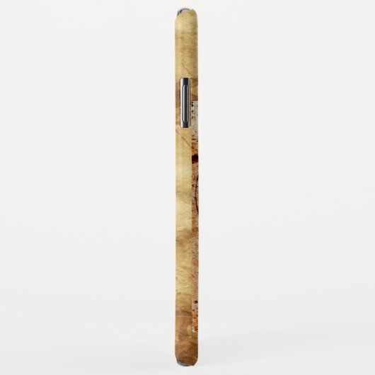 VITRUVIAN MAN Antiek Parchment Red Ruby Monogram Case-Mate iPhone Case (Achterkant/rechts)