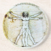 VITRUVIAN MAN Antiek perkament Zandsteen Onderzetter (Voorkant)