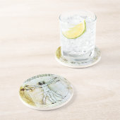 VITRUVIAN MAN Antiek perkament Zandsteen Onderzetter (Zijkant)