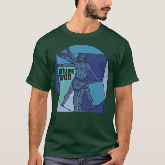 Vitruvian Man as Blues Man playing Electrified Gui T-shirt