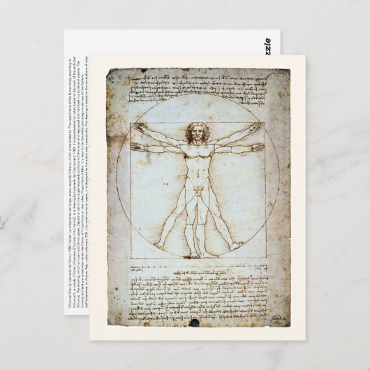 Vitruvian Man, c 1490, Leonardo da Vinci Briefkaar Briefkaart (Voorkant / Achterkant)