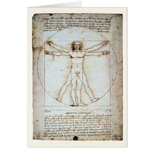 Vitruvian Man, c 1490, Leonardo da Vinci Card (Voorkant)