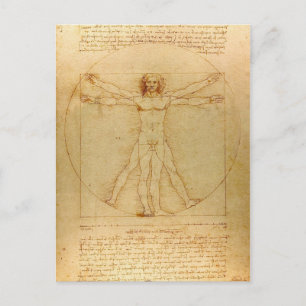 Vitruvian Man door Leonardo Da Vinci Briefkaart