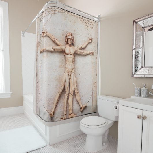 Vitruvian Man door Leonardo Da Vinci Douchegordijn (In situ)
