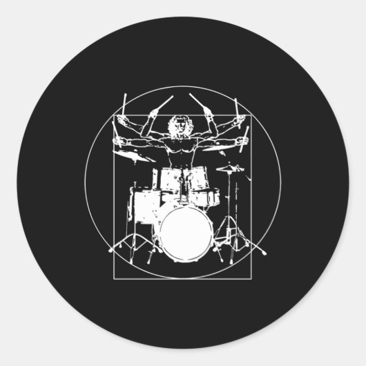 Vitruvian Man Drummer Sticker  (Voorkant)