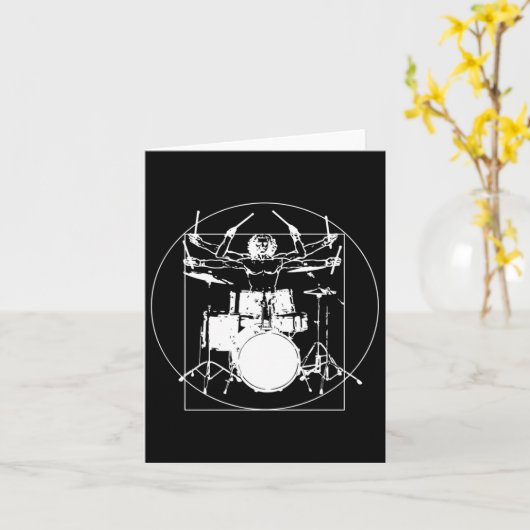 Vitruvian Man Drummer Sticker Kaart (Gele Bloem)